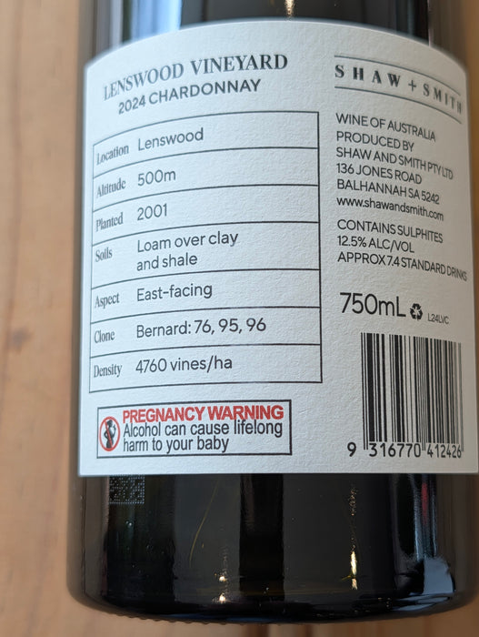 Shaw & Smith 2024 Lenswood  Chardonnay